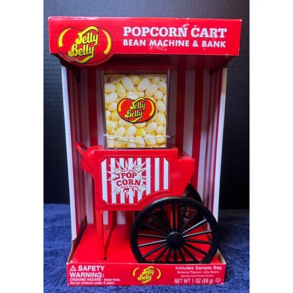 Jelly Belly Popcorn Cart Bean Machine & Bank  Novelty Candy Dispenser & Coin Ban - Picture 1 of 5